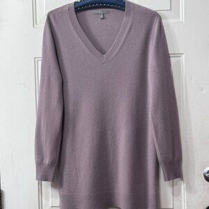 Neiman Marcus Cashmere Sz M Women Sweater Tunic V-Neck Long Sleeve Pastel Purple